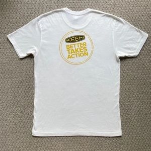 Men's KEEN Takes Better Action Big Back Graphic Cotton T-Shirt In White & Yellow